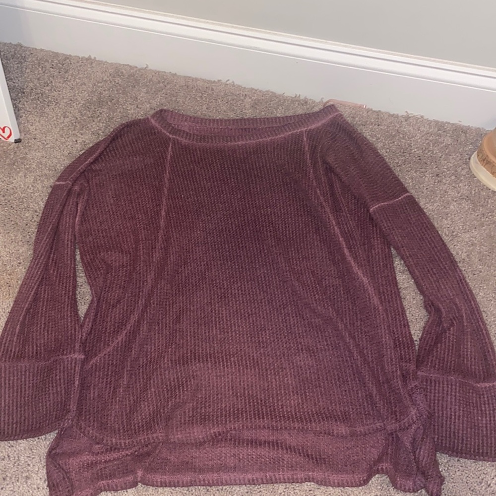 Purple long sleeve plain shirt.